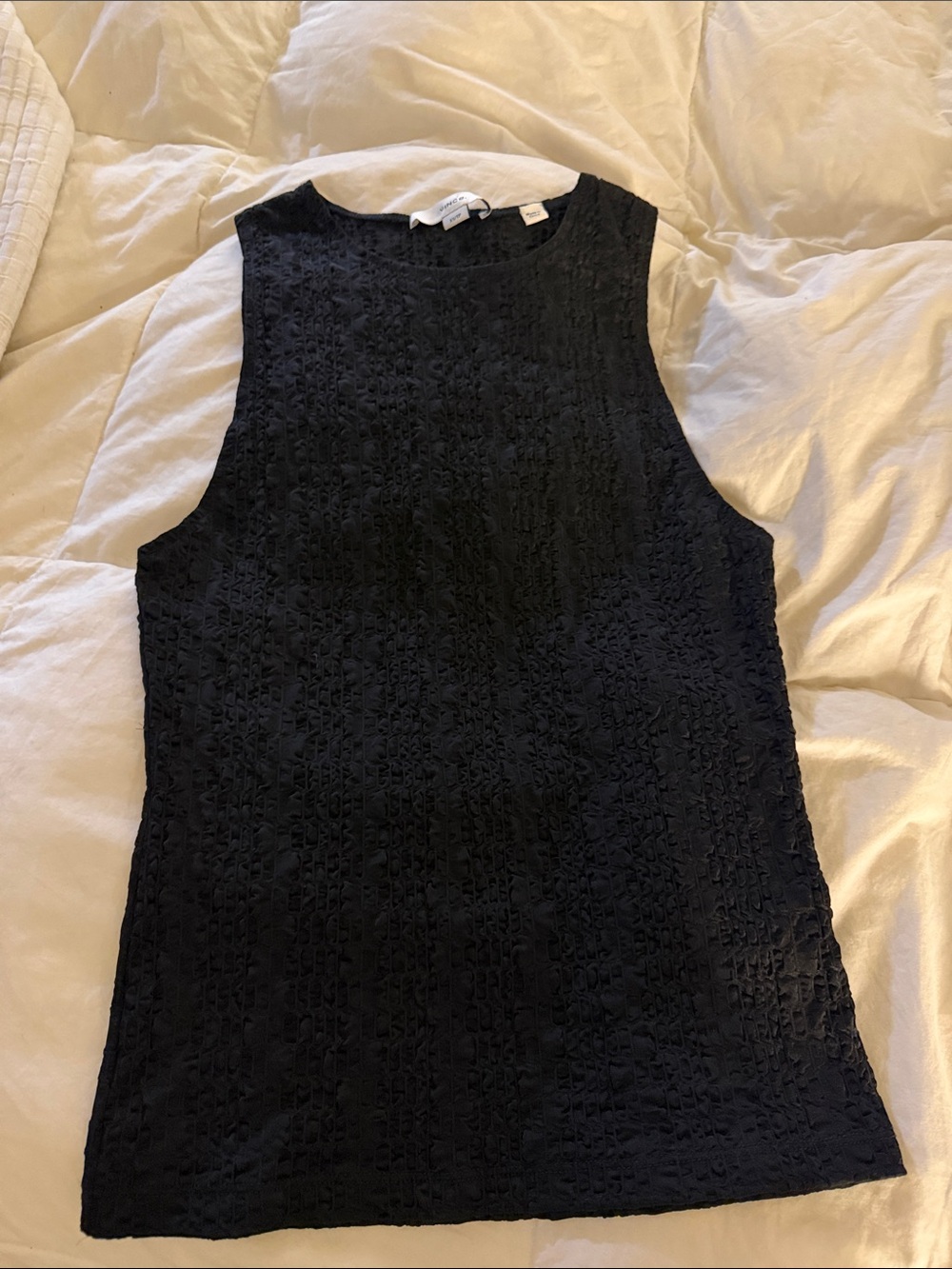 Vince Black Textured Crewneck Tank
